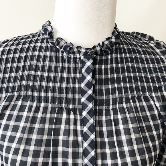 J.Crew | Gingham Pleated Bib Ruffle Trim Shirt NWT - Picture 4 of 7